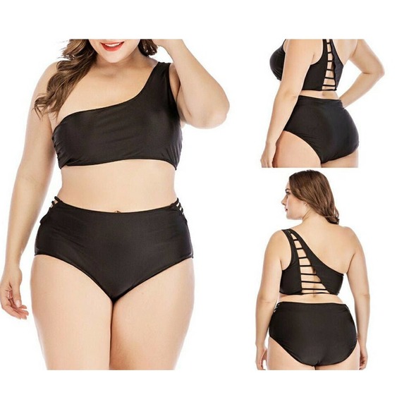 High waist plus size two piece  bikini swimsuit - Picture 1 of 9